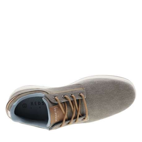 Baskets basses taupe à talon plat avec un patch sur la languette - Image 4