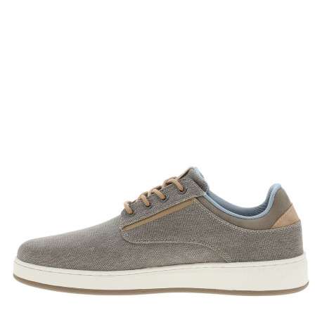 Baskets basses taupe à talon plat avec un patch sur la languette