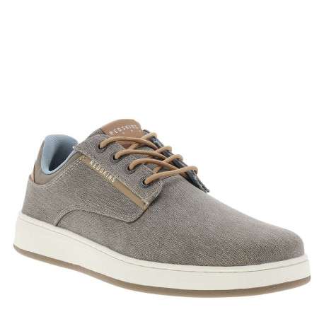 Baskets basses taupe à talon plat avec un patch sur la languette - Image 3