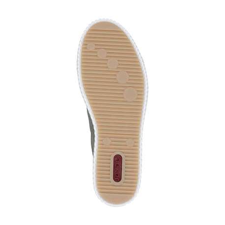 Tennis kaki à talon plat avec des lacets blancs élastiqués et un zip latéral - Image 5