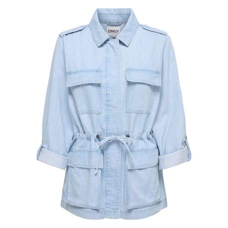 Blouson en jean en coton stone uni pourvu d'une coupe cintrée