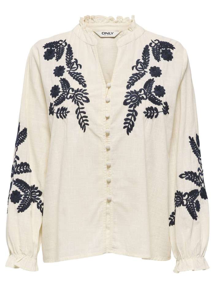 Blouse en coton écrue unie...