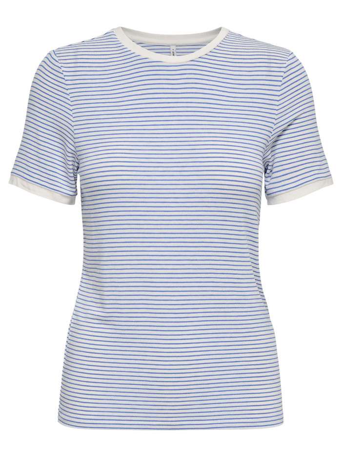 T-shirt bleu à rayures...