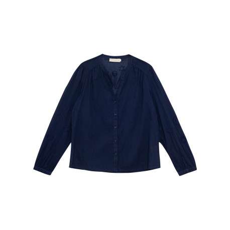 Blouse Belyne en coton marine unie pourvue d'un col tunisien