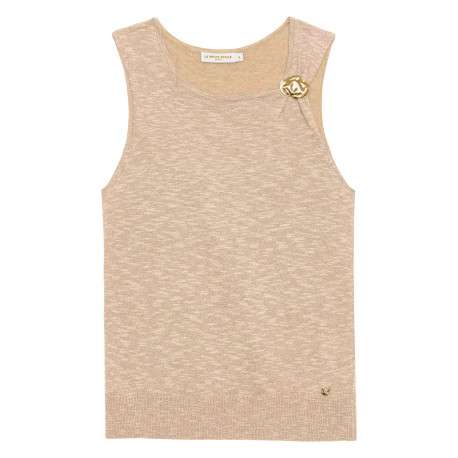 Débardeur Minn en coton et lin mélangé beige uni pourvu d'une coupe ajustée