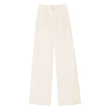 Pantalon Atlanty en coton écru uni pourvu d'une coupe flare