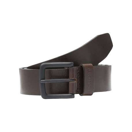 Ceinture en cuir de buffle brune pourvue d'une double ardillon noire