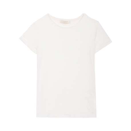 T-shirt Elva blanc uni pourvu de manches courtes et d'un col rond