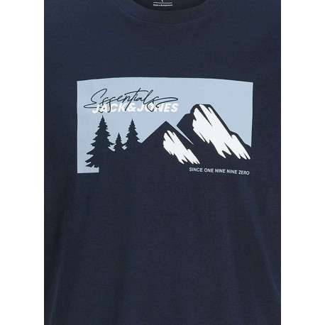 T-shirt en coton marine imprimé avec un col rond et une coupe droite - Image 2