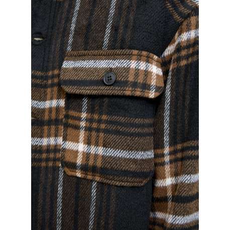 Chemise noire et orange rayée avec une coupe droite et des manches longues - Image 2