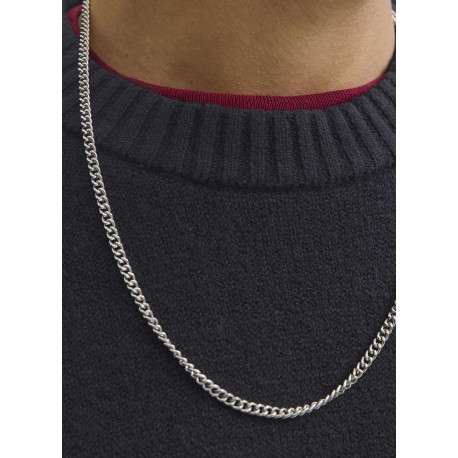 Pull noir uni en maille fine avec une coupe droite et un col rond - Image 2