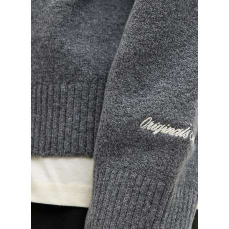 Pull anthracite uni en maille fine avec un col camionneur et des manches longues - Image 3