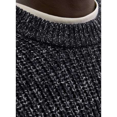 Pull bleu marine en maille tricotée avec une coupe droite et un col rond - Image 2