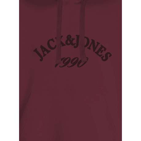 Sweat en coton mélangé rouge uni avec une coupe droite et un col à capuche - Image 2