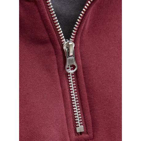Sweat en coton mélangé rouge uni avec une coupe droite et un col camionneur - Image 2