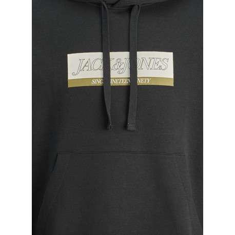 Sweat en coton mélangé noir avec logo beige imprimé et un col à capuche - Image 2