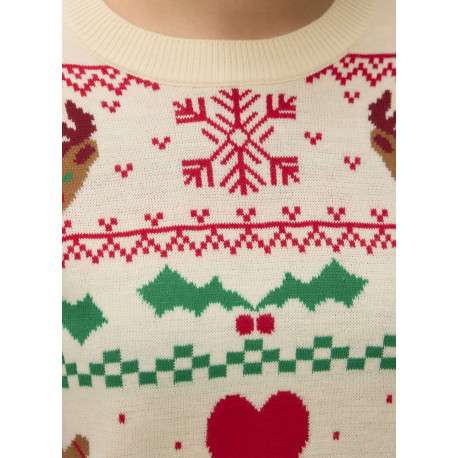Pull écru à motif fantaisie avec col rond et manches longues - Image 2