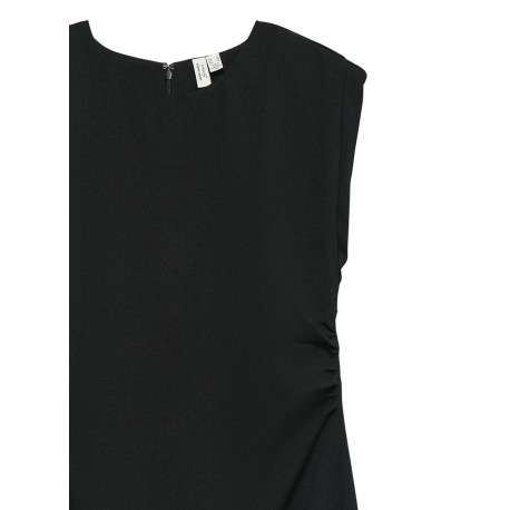 Robe courte noire unie avec col rond et fermeture à glissière - Image 2