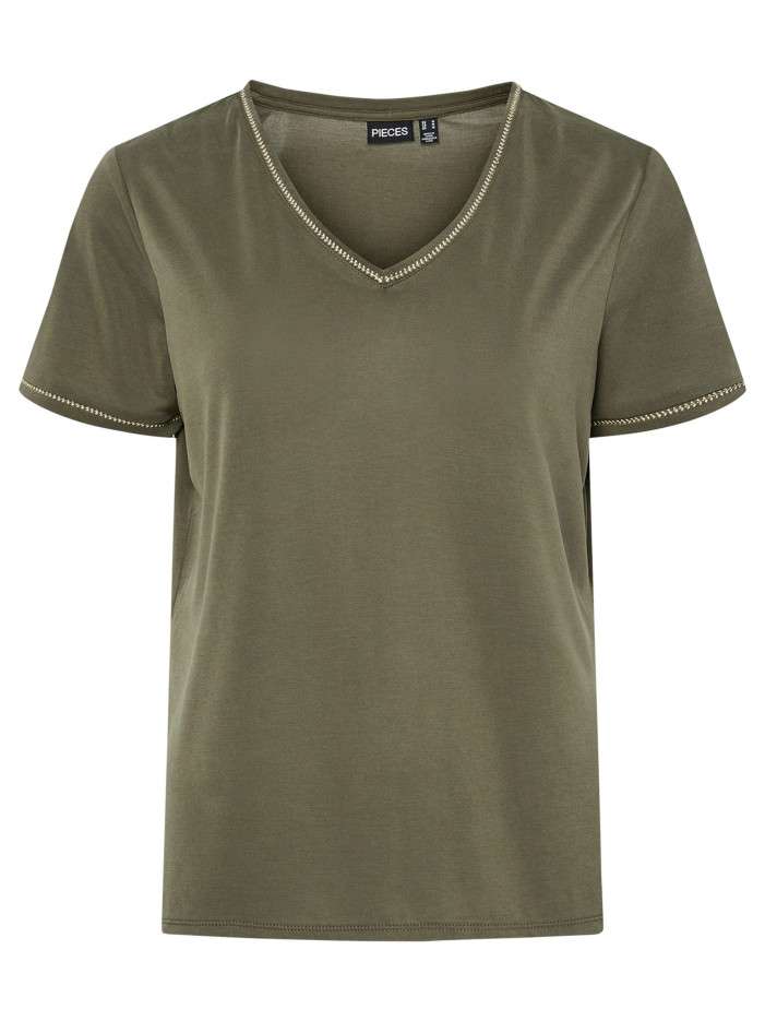T-shirt kaki à coupe droite...