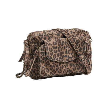Sac à bandoulière en cuir de vache orné d'un motif animalier