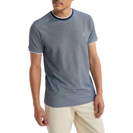 T-shirt gris uni pourvu de manches courtes et d'un col rond