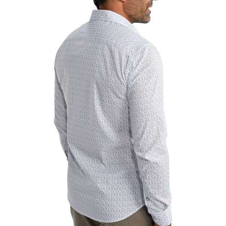 Chemise en coton blanche à motifs pourvue d'une coupe slim et d'un col français - Image 2