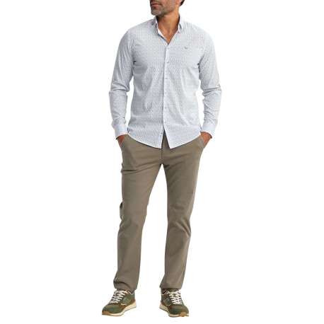 Chemise en coton blanche à motifs pourvue d'une coupe slim et d'un col français - Image 3