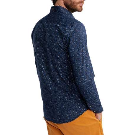 Chemise marine à motifs pourvue d'un col français et d'une coupe slim - Image 2