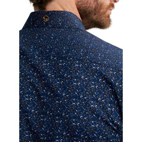 Chemise marine à motifs pourvue d'un col français et d'une coupe slim - Image 6