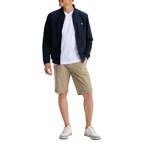 Sweat zippé en coton mélangé marine uni pourvu d'une coupe droite - Image 3