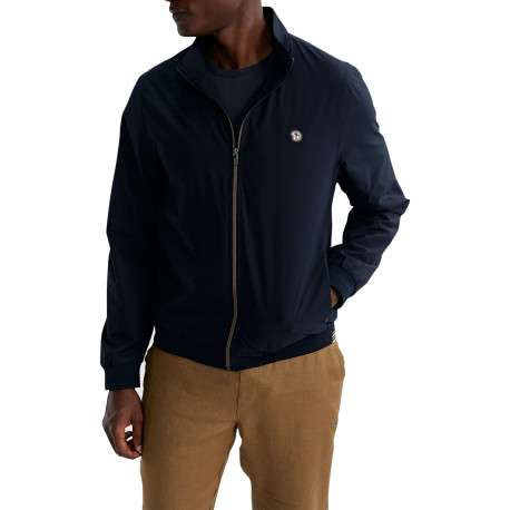Blouson marine uni pourvu d'une coupe droite et d'un col montant
