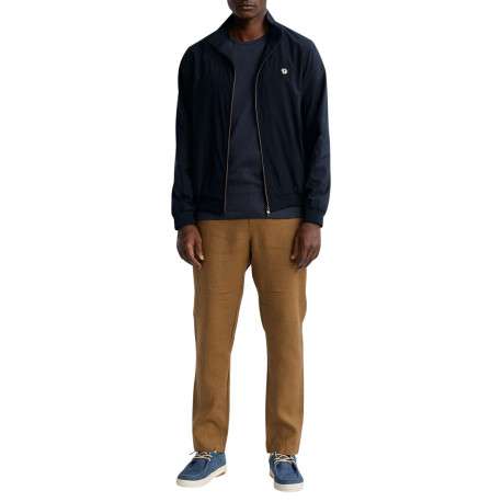 Blouson marine uni pourvu d'une coupe droite et d'un col montant - Image 3