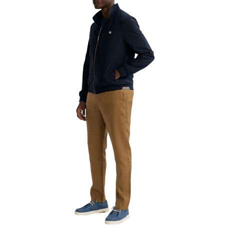 Blouson marine uni pourvu d'une coupe droite et d'un col montant - Image 4