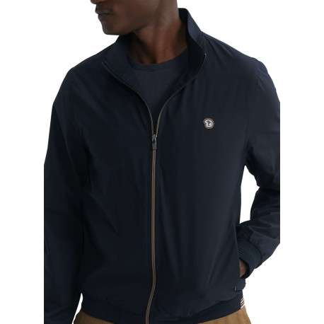 Blouson marine uni pourvu d'une coupe droite et d'un col montant - Image 5