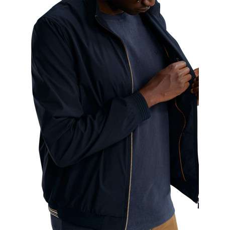Blouson marine uni pourvu d'une coupe droite et d'un col montant - Image 6