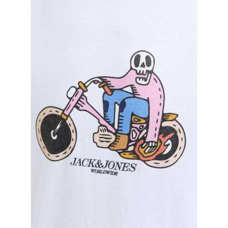 T-shirt en coton biologique blanc à coupe droite orné d'une illustration - Image 2