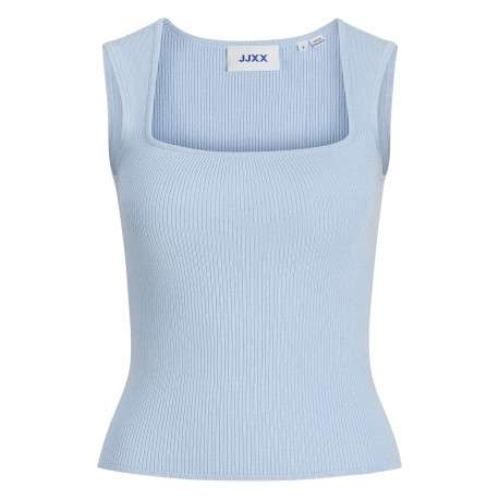 Débardeur bleu uni pourvu d'une coupe ajustée et d'un col carré