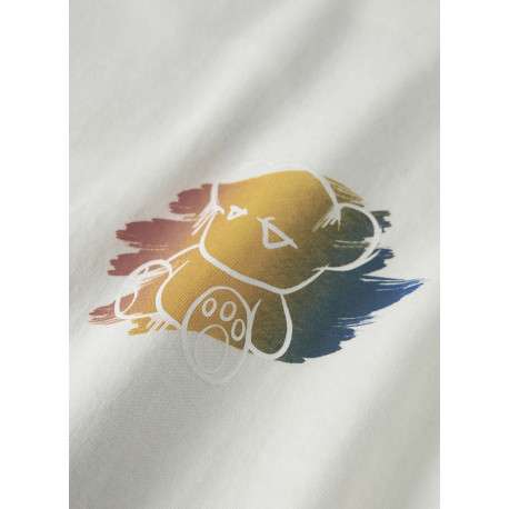 T-shirt en coton biologique blanc uni pourvu d'un imprimé ours - Image 4