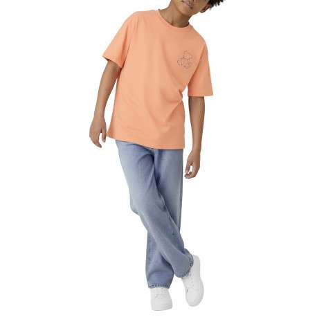 T-shirt en coton biologique peche uni pourvu d'un imprimé ours - Image 3