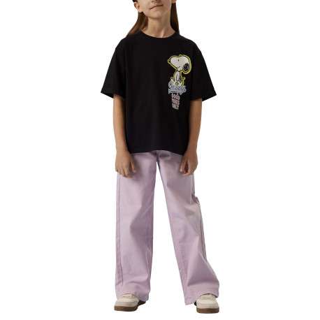 T-shirt noir uni pourvu d'un imprimé snoopy et d'un col rond - Image 3