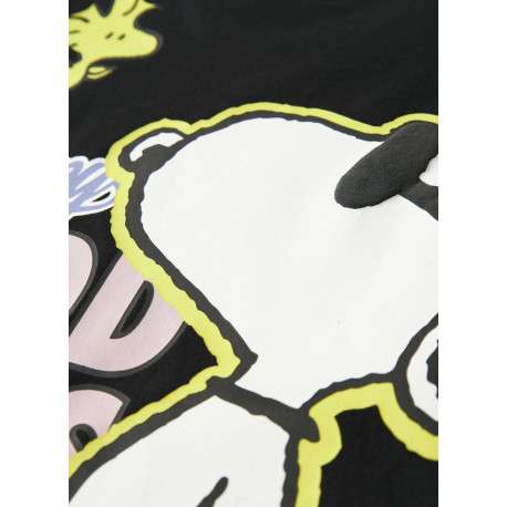 T-shirt noir uni pourvu d'un imprimé snoopy et d'un col rond - Image 5