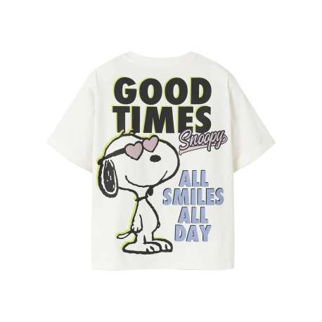 T-shirt blanc uni pourvu d'un imprimé snoopy et d'un col rond - Image 2
