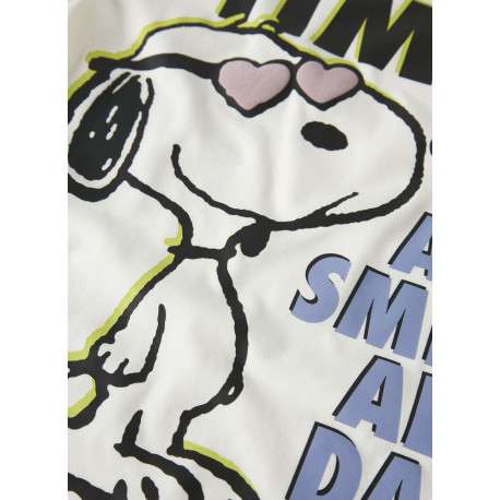 T-shirt blanc uni pourvu d'un imprimé snoopy et d'un col rond - Image 6