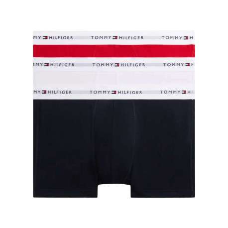 Lot de 3 boxers classiques en coton multicolores unis avec le nom de la marque