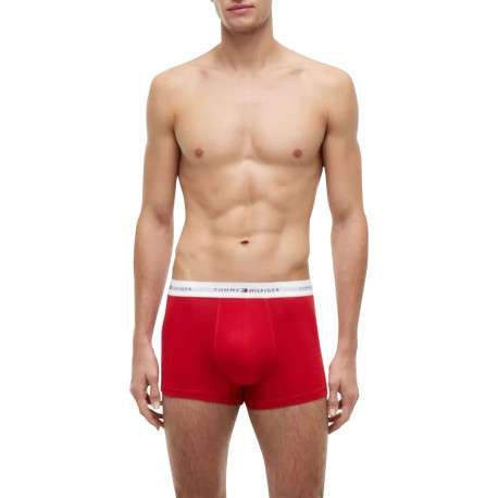 Lot de 3 boxers classiques en coton multicolores unis avec le nom de la marque - Image 2