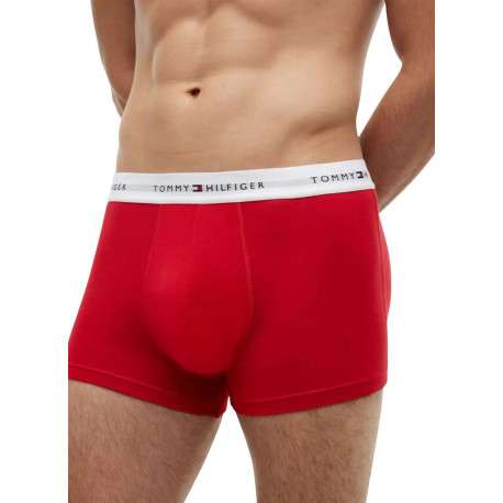 Lot de 3 boxers classiques en coton multicolores unis avec le nom de la marque - Image 4
