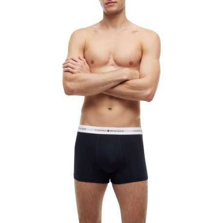 Lot de 3 boxers classiques en coton multicolores unis avec le nom de la marque - Image 6