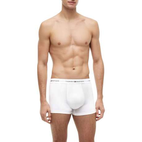 Lot de 3 boxers classiques en coton multicolores unis avec le nom de la marque - Image 7