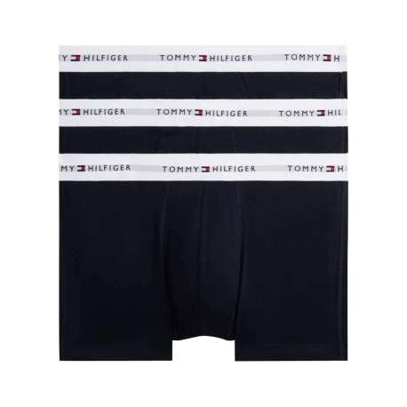 Lot de 3 boxers classiques en coton marine unis pourvus d'une taille élastiquée