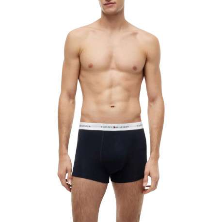 Lot de 3 boxers classiques en coton marine unis pourvus d'une taille élastiquée - Image 2